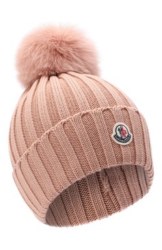 Женская шерстяная шапка MONCLER розового цвета, арт. G2-093-3B702-01-A9327 | Фото 1 (Материал: Текстиль, Шерсть)