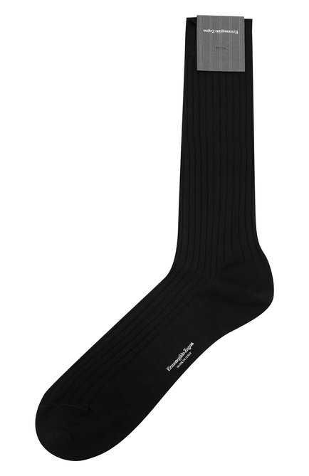 Мужские хлопковые носки ERMENEGILDO ZEGNA темно-синего цвета, арт. N4V400010 | Фото 1 (Материал внешний: Хлопок; Кросс-КТ: бельё)