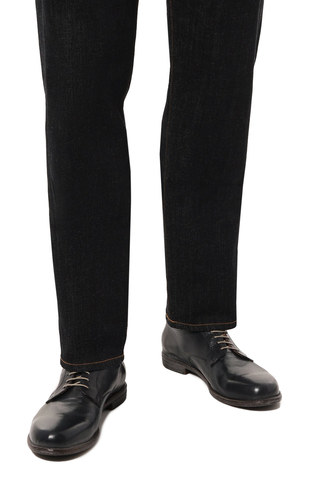 Мужские кожаные дерби MOMA темно-синего цвета, арт. 2AS433-TV | Фото 3 (Материал внутренний: Натуральная кожа; Материал сплава: Проставлено; Нос: Не проставлено; Стили: Классический)