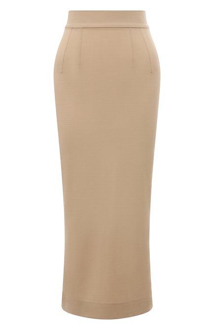 Женская юбка DOLCE & GABBANA бежевого цвета, арт. F4CB8T/FUGP0 | Фото 1 (Длина Ж (юбки, платья, шорты): Миди; Стили: Кэжуэл; Женское Кросс-КТ: Юбка-одежда, Юбка-карандаш; Материал внешний: Вискоза)