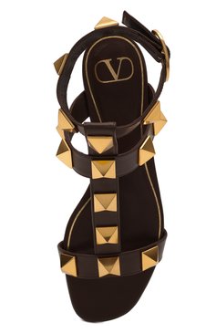 Женские кожаные сандалии roman stud runway VALENTINO темно-коричневого цвета, арт. VW0S0BU8/ZWM | Фото 6 (Каблук высота: Низкий; Материал внутренний: Натуральная кожа; Региональные ограничения белый список (Axapta Mercury): RU; Подошва: Плоская; Длина стельки: 23,3, 23,6, 24,0, 24,3, 24,6, 25,0, 25,3, 25,6, 26,0, 26,3, 26,6)