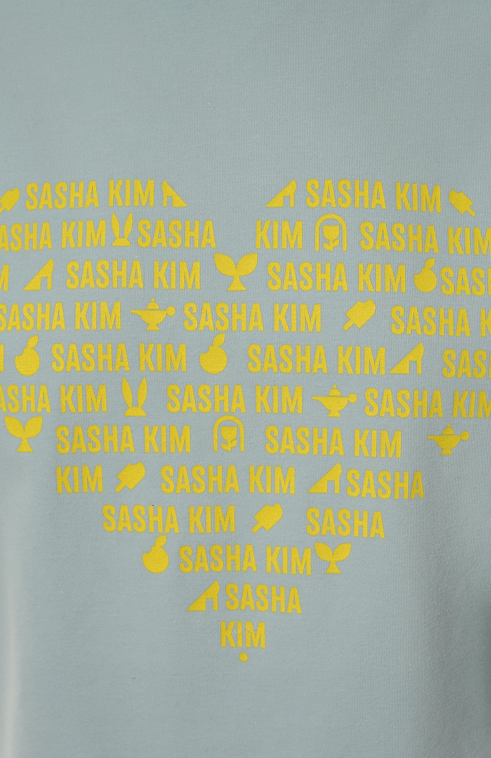Женская хлопковая футболка SASHA KIM светло-голубого цвета, арт. УТ-00000615 | Фото 5 (Рукава: Короткие; Длина (для топов): Стандартные; Принт: С принтом; Материал внешний: Хлопок; Стили: Спорт-шик; Женское Кросс-КТ: Футболка-одежда)