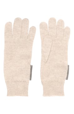 Детские кашемировые перчатки BRUNELLO CUCINELLI кремвого цвета, арт. B12M14589A | Фото 2 (Материал: Текстиль, Кашемир, Шерсть; Материал сплава: Проставлено; Нос: Не проставлено)