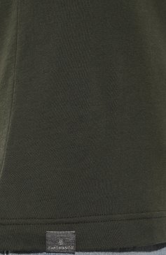 Мужская футболка из хлопка и кашемира CAPOBIANCO хаки цвета, арт. 15M660.WS00./58-60 | Фото 5 (Принт: Без принта; Рукава: Короткие; Длина (для топов): Стандартные; Материал сплава: Проставлено; Стили: Милитари; Материал внешний: Хлопок; Драгоценные камни: Проставлено)