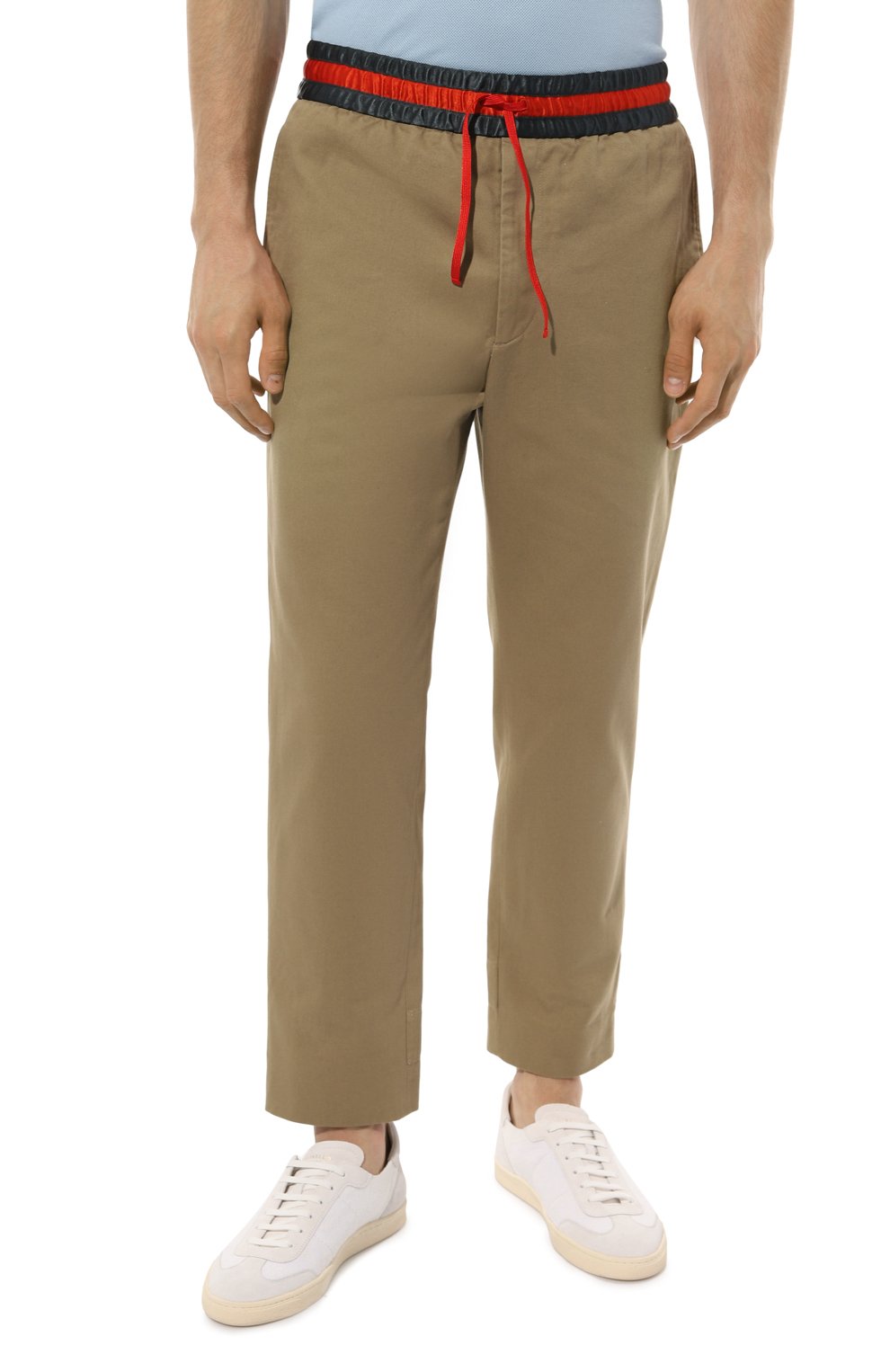 Мужские хлопковые брюки GUCCI бежевого цвета, арт. 591052 ZADA4 | Фото 3 (Длина (брюки, джинсы): Стандартные; Случай: Повседневный; Материал сплава: Проставлено; Материал внешний: Хлопок; Драгоценные камни: Проставлено; Стили: Кэжуэл)
