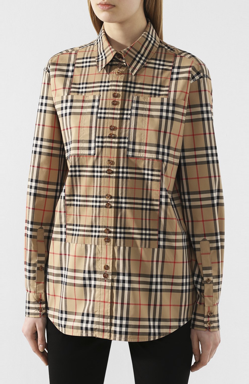 Женская бежевая хлопковая рубашка BURBERRY купить в интернет-магазине ...