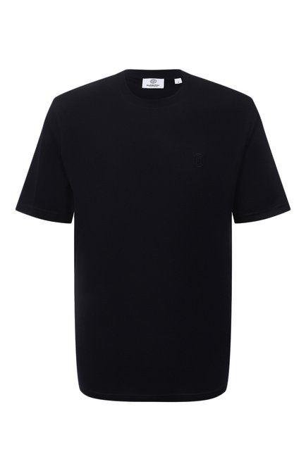 Мужская хлопковая футболка BURBERRY темно-синего цвета, арт. 8043239 | Фото 1 (Материал внешний: Хлопок; Длина (для топов): Стандартные; Рукава: Короткие; Принт: Без принта; Стили: Кэжуэл)
