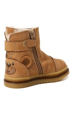 Детские кожаные ботинки WALKEY бежевого цвета, арт. Y1A5-42871-1141524/20-24 | Фото 3 (Материал утеплителя: Натуральный мех; Материал сплава: Проставлено; Нос: Не проставлено)