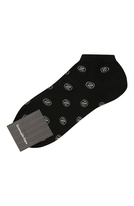 Мужские хлопковые носки ERMENEGILDO ZEGNA черного цвета, арт. N5V024500 | Фото 1 (Материал внешний: Хлопок; Кросс-КТ: бельё)