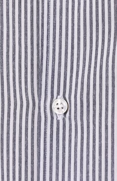 Мужская рубашка из смеси хлопка и шелка LORO PIANA синего цвета, арт. FAL0374 | Фото 5 (Манжеты: На пуговицах; Рукава: Длинные; Воротник: Акула; Случай: Повседневный; Принт: Полоска; Длина (для топов): Стандартные; Региональные ограничения белый список (Axapta Mercury): RU; Материал сплава: Проставлено; Материал внешний: Хлопок; Статус проверки: Проверено, Проверена категория; Драгоценные камни: Проставлено)