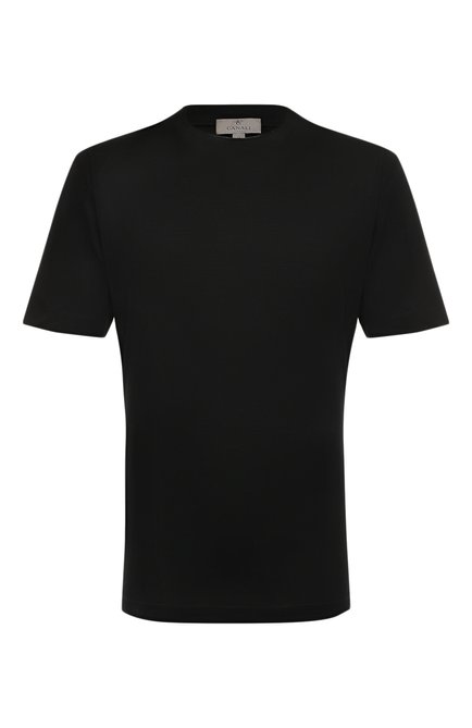 Мужская хлопковая футболка CANALI черного цвета, арт. T0356/MJ00002 | Фото 1 (Рукава: Короткие; Материал внешний: Хлопок; Принт: Без принта; Длина (для топов): Стандартные; Стили: Кэжуэл)