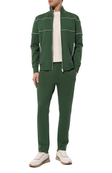 Мужские брюки BOSS зеленого цвета, арт. 50505551 | Фото 2 (Материал сплава: Проставлено; Материал внешний: Вискоза, Синтетический материал; Драгоценные камни: Проставлено; Длина (брюки, джинсы): Стандартные)