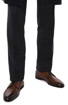 Мужские кожаные дерби DOUCAL'S коричневого цвета, арт. DU2808PANAUF159T | Фото 3 (Материал внутренний: Натуральная кожа; Стили: Классический)