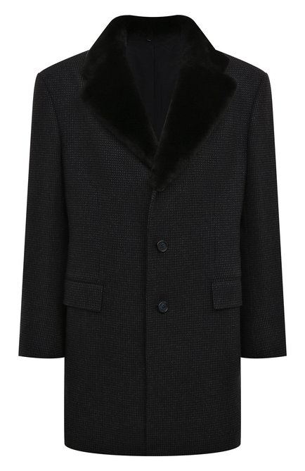 Мужской шерстяное пальто с меховой отделкой BRIONI темно-синего цвета по цене 563500 руб., арт. R0KD0L/08A8N | Фото 1