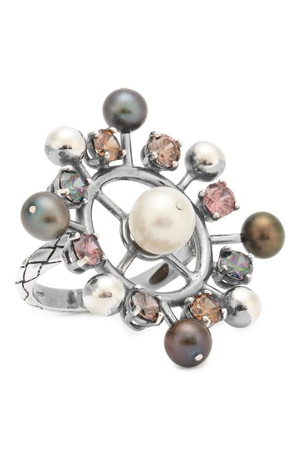 Женское серебряное кольцо BOTTEGA VENETA разноцветного цвета, арт. 549012/VB0B2 | Фото 1 (Статус проверки: Проверена категория, Проверено; Материал: Серебро)