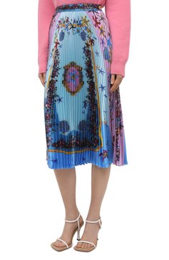Женская плиссированная юбка VERSACE голубого цвета, арт. A89382/1F01182 | Фото 3 (Женское Кросс-КТ: юбка-плиссе, Юбка-одежда; Материал внешний: Синтетический материал; Региональные ограничения белый список (Axapta Mercury): RU; Длина Ж (юбки, платья, шорты): Миди; Стили: Романтичный)