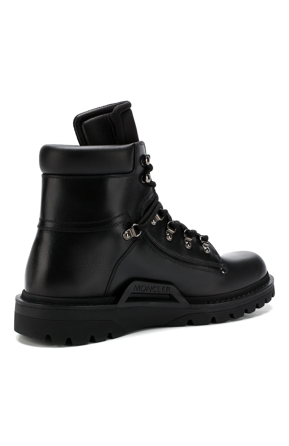 Мужские кожаные ботинки на шнуровке MONCLER черного цвета, арт. D2-09A-10100-00-019SB | Фото 4 (Каблук высота: Высокий; Мужское Кросс-КТ: Хайкеры-обувь, Ботинки-обувь; Материал внутренний: Натуральная кожа; Материал утеплителя: Без утеплителя; Подошва: Массивная)