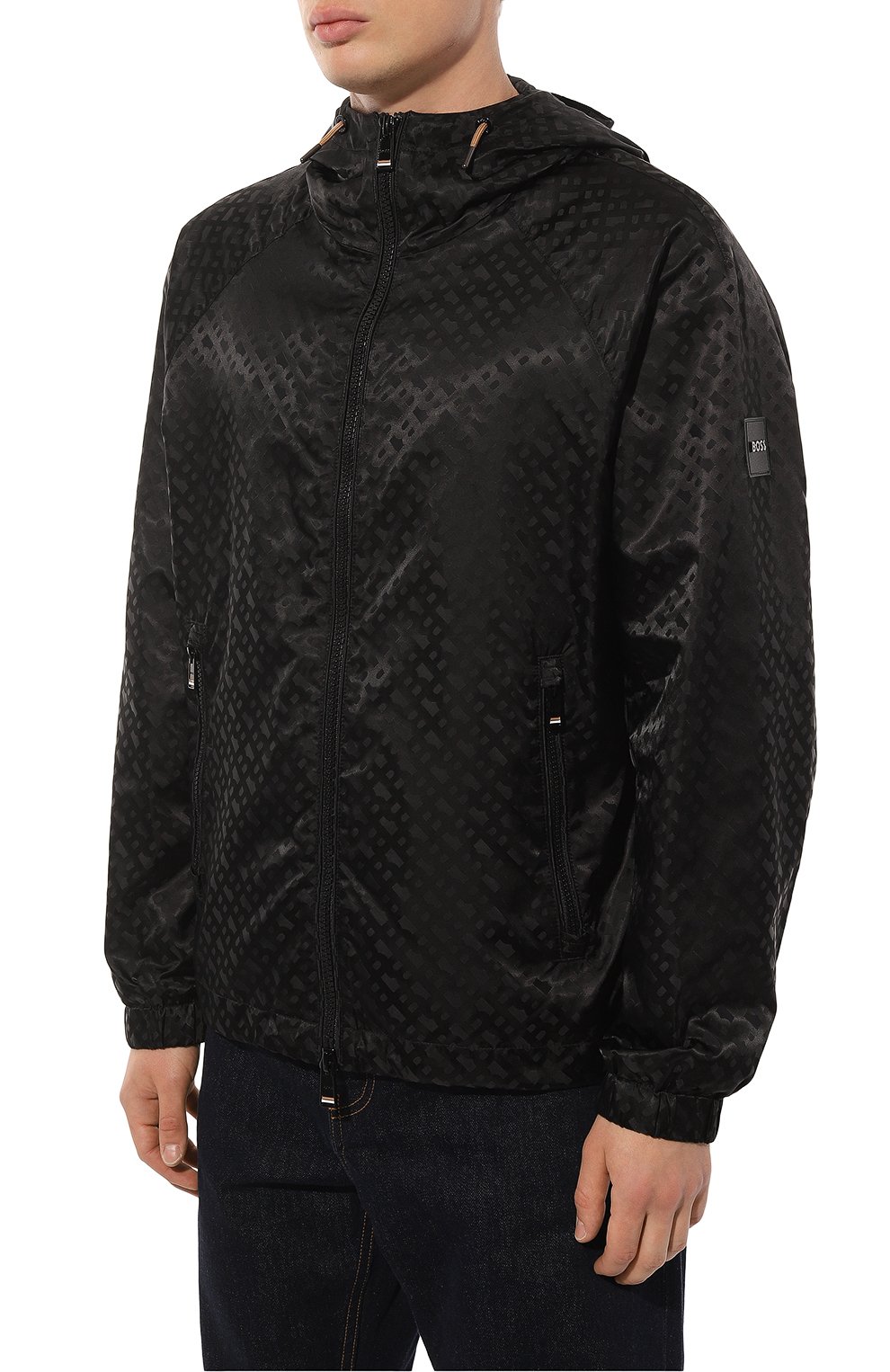 Мужская куртка BOSS черного цвета, арт. 50494294 | Фото 3 (Кросс-КТ: Куртка, Ветровка; Рукава: Длинные; Материал внешний: Синтетический материал; Материал сплава: Проставлено; Драгоц енные камни: Проставлено; Длина (верхняя одежда): Короткие; Стили: Кэжуэл)
