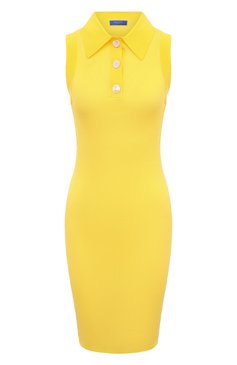 Женское платье из хлопка и вискозы NINA RICCI желтого цвета, арт. 23PMR0027ML0526 | Фото 1 (Случай: Повседневный; Кросс-КТ: Трикотаж; Материал сплава: Проставлено; Нос: Не проставлено; Материал внешний: Хлопок; Длина Ж (юбки, платья, шорты): До колена; Драгоценные камни: Проставлено; Женское Кросс-КТ: Платье-одежда; Стили: Кэжуэл)