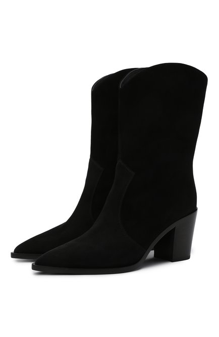 Женские замшевые ботильоны GIANVITO ROSSI черного цвета, арт. G73546.70CU0.CASNER0 | Фото 1 (Материал внутренний: Натуральная кожа; Каблук тип: Устойчивый; Каблук высота: Высокий; Материал внешний: Замша, Кожа; Материал утеплителя: Без утеплителя; Длина стельки: 23,4, 25,3, 27,5, 24,3, 24, 23, 26,7, 24,5, 27,9, 26,5, 23,8, 25,5)