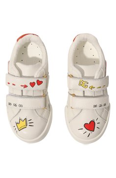 Детские кожаные кеды DOLCE & GABBANA белого цвета, арт. D11158/AP884/37-39 | Фото 4 (Региональные ограничения белый список (Axapta Mercury): Не проставлено; Материал внутренний: Натуральная кожа, Текстиль; Материал сплава: Проставлено; Нос: Не проставлено)