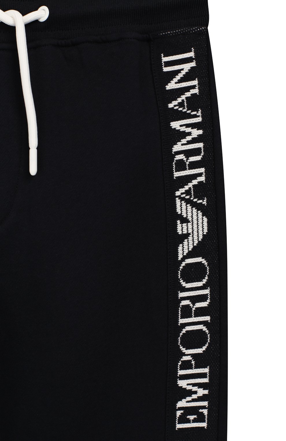 Детские хлопковые джоггеры EMPORIO ARMANI темно-синего цвета, арт. 6G4PJ8/3J2VZ | Фото 3 (Региональные ограничения белый список (Axapta Mercury): RU; Материал внешний: Хлопок; Статус проверки: Проверено, Проверена категория; Мальчики Кросс-КТ: Джоггеры-одежда)