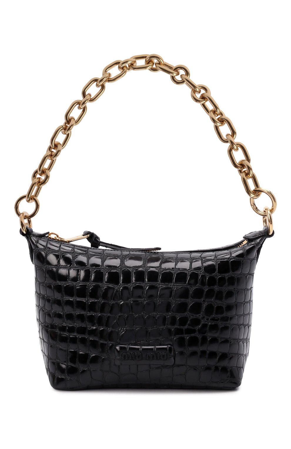 Женская сумка MIU MIU черного цвета, арт. 5BC101-2DQ8-F0002-OOO | Фото 1 (Сумки-технические: Сумки top-handle; Материал: Натуральная кожа; Размер: mini; Ремень/цепочка: На ремешке)