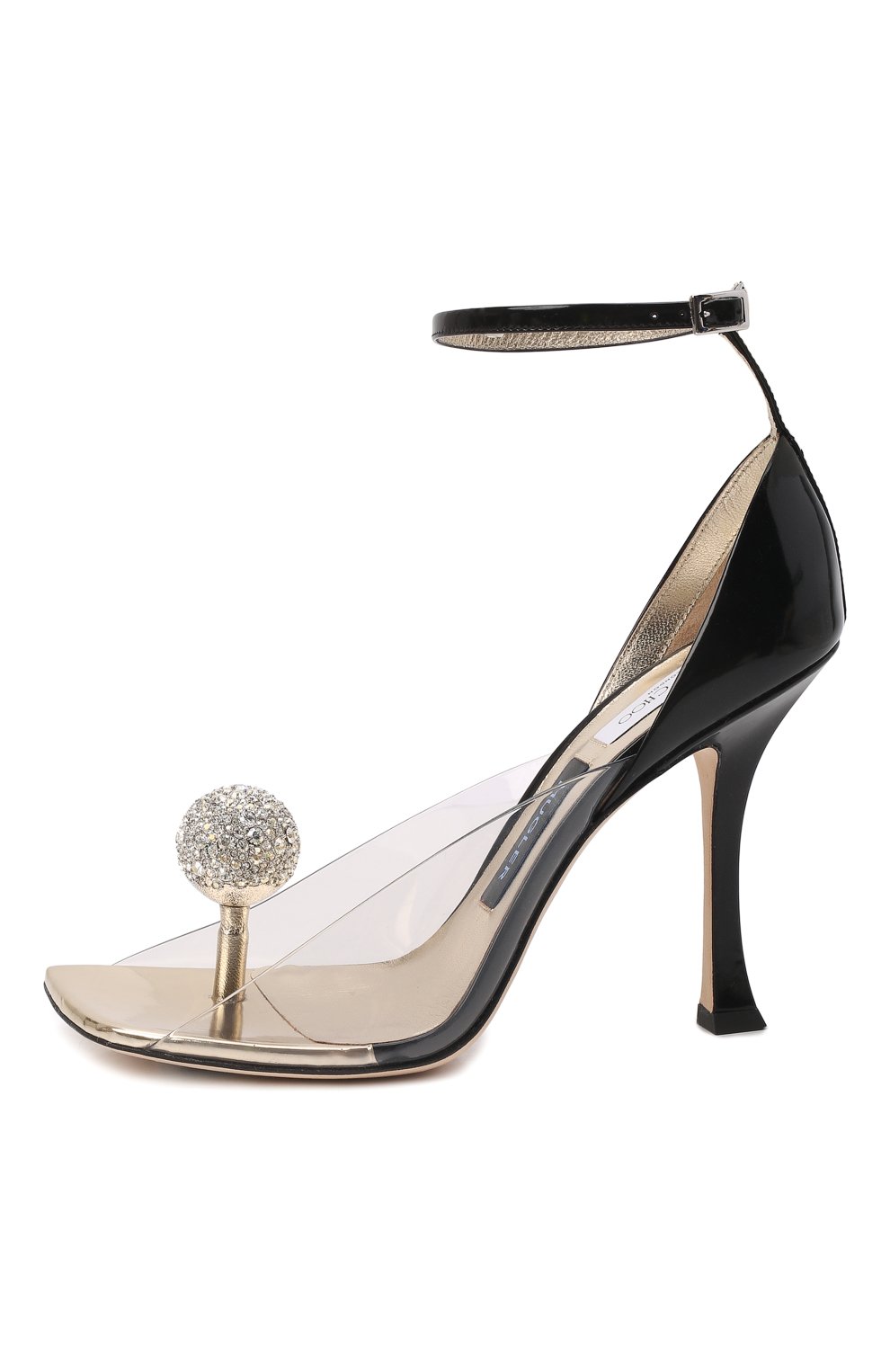 Женские босоножки jimmy choo / mugler JIMMY CHOO черного цвета, арт. JCXM SANDAL/AJG | Фото 4 (Каблук высота: Высокий; Материал внутренний: Натуральная кожа; Каблук тип: Шпилька; Материал внешний: Пластик; Подошва: Плоская)