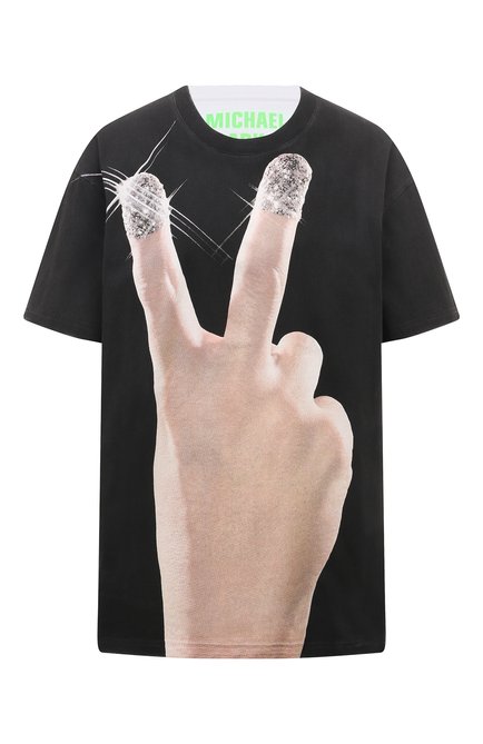 Женская хлопковая футболка jw anderson x michael clark JW ANDERSON черного цвета по цене 42200 руб., арт. JT0191 PG1435 | Фото 1