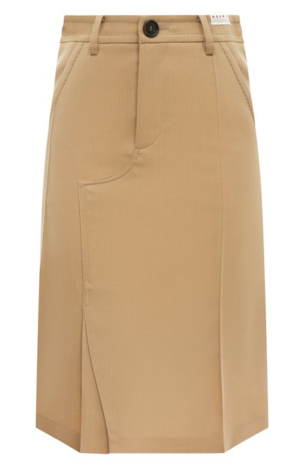 Женская шерстяная юбка MARNI бежевого цвета по цене 66500 руб., арт. G0MA0340M2/TW839 | Фото 1