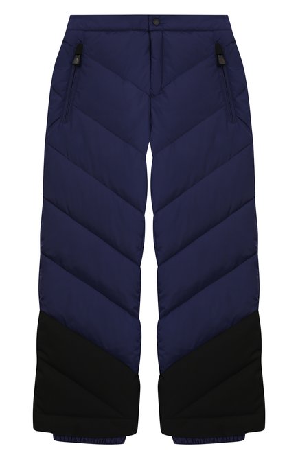 Детские утепленные брюки MONCLER ENFANT синего цвета, арт. D2-954-11028-85-5399E/12-14A | Фото 1 (Материал внешний: Синтетический материал; Кросс-КТ: Утепленный)