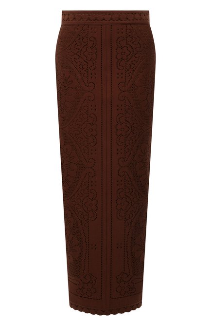 Женская хлопковая юбка VALENTINO коричневого цвета по цене 194000 руб., арт. XB3RA8L06W3 | Фото 1