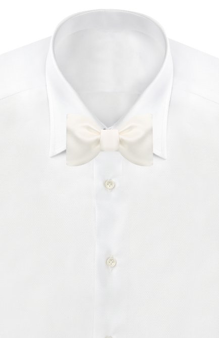 Мужской галстук-бабочка из хлопка и шелка BRUNELLO CUCINELLI белого цвета, арт. MR8130003 | Фото 2 (Материал: Хлопок, Текстиль, Шелк)