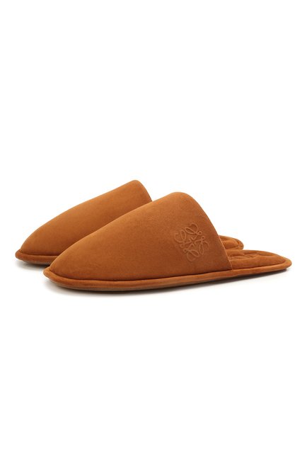 Женского домашние туфли из замши LOEWE коричневого цвета, арт. L814291X05 | Фото 1 (Подошва: Плоская; Женское Кросс-КТ: тапочки-домашняя обувь; Материал внутренний: Натуральная кожа; Материал внешний: Кожа)