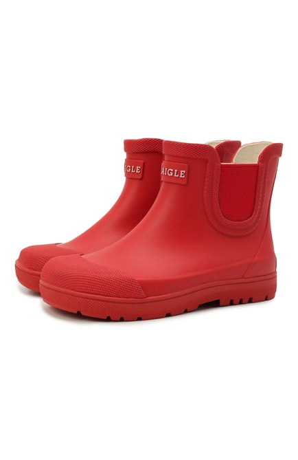 Детские резиновые ботинки AIGLE красного цвета, арт. S01723/CHELSEA 2 | Фото 1 (Материал внутренний: Текстиль; Материал внешний: Резина; Кросс-КТ: резиновые)