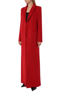 Женское пальто GIUSEPPE DI MORABITO красного цвета, арт. PF23033C0-C-259 | Фото 3 (Материал внешний: Шерсть, Синтетический материал; Рукава: Длинные; Материал сплава: Проставлено; Материал подклада: Синтетический материал; Длина (верхняя одежда): Длинные; 1-2-бортные: Однобортные; Драгоценные камни: Проставлено; Стили: Романтичный)