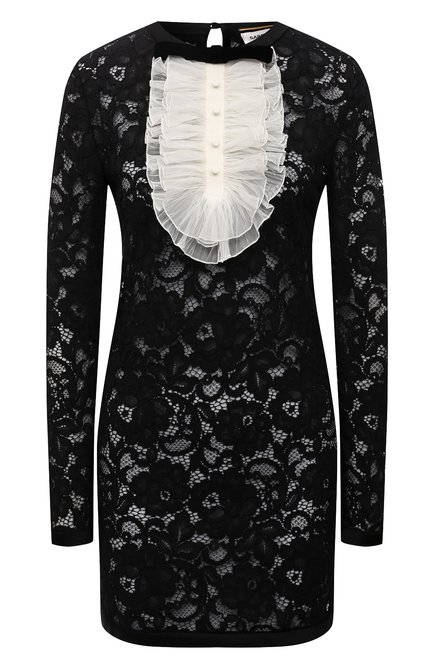 Женское платье из хлопка и вискозы SAINT LAURENT черного цвета по цене 299500 руб., арт. 661137/Y403K | Фото 1