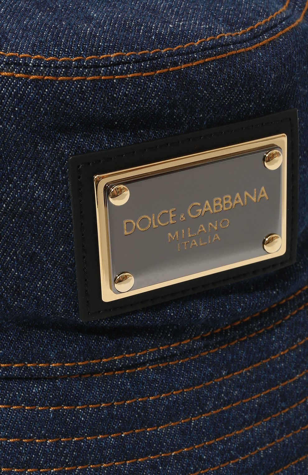 Мужская джинсовая панама DOLCE & GABBANA синего цвета, арт. GH701A/G8FS0 | Фото 4 (Материал: Текстиль, Хлопок; Материал сплава: Проставлено; Нос: Не проставлено; Материал внешний: Деним)