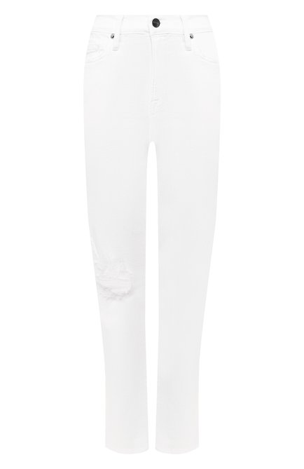 Женские джинсы FRAME DENIM белого цвета, арт. LBU711 | Фото 1 (Материал внешний: Хлопок, Деним; Длина (брюки, джинсы): Стандартные; Детали: Потертости; Кросс-КТ: Деним)