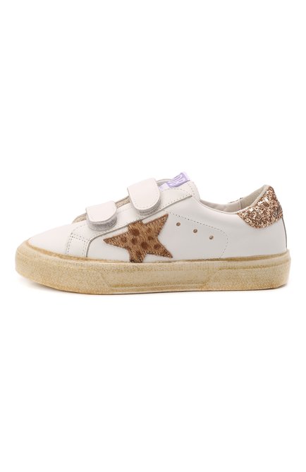 Детские кожаные кеды superstar GOLDEN GOOSE DELUXE BRAND белого цвета, арт. GYF00198.F002805 | Фото 2 (Материал внешний: Кожа; Материал внутренний: Натуральная кожа; Региональные ограничения белый список (Axapta Mercury): RU; Девочки Кросс-КТ: Обувь-низкие; Кросс-КТ: велькро)