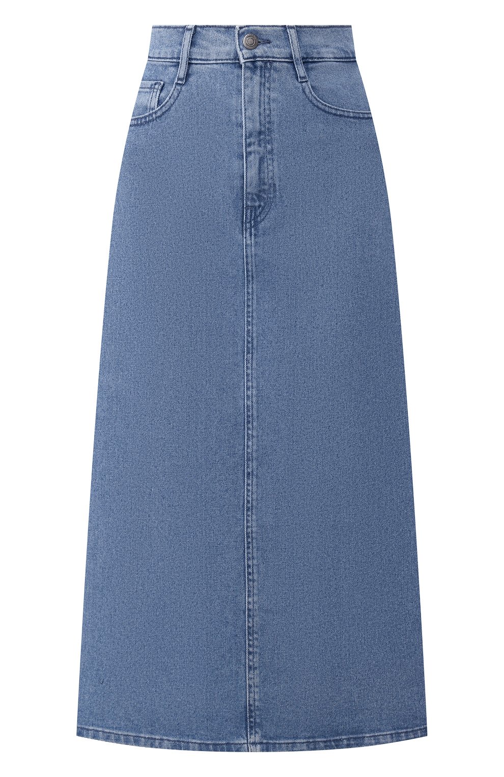Женская джинсовая юбка BOSS синего цвета, арт. 50434539 | Фото 1 (Кросс-КТ: Деним; Женское Кросс-КТ: Юбка-одежда; Длина Ж (юбки, платья, шорты): Миди; Материал внешний: Деним)