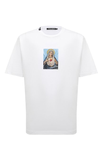Мужская хлопковая футболка DOLCE & GABBANA белого цвета по цене 99500 руб., арт. G8PN9Z/G7KY9 | Фото 1