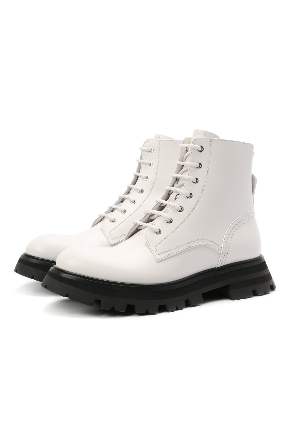 Женские белые кожаные ботинки ALEXANDER MCQUEEN купить в интернет-магазинеЦУМ, арт. 657569/WHZ80