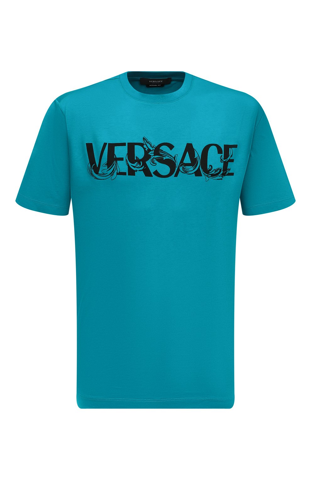 Хлопковая футболка Versace голубого цвета