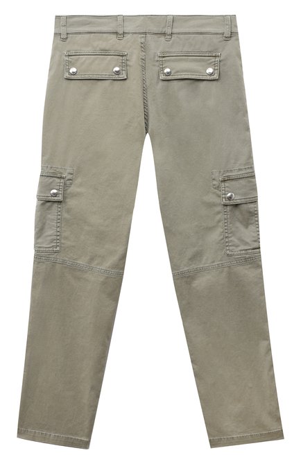 Детские хлопковые брюки-карго BRUNELLO CUCINELLI хаки цвета, арт. B289LP102C | Фото 2 (Материал внешний: Хлопок; Случай: Повседневный)