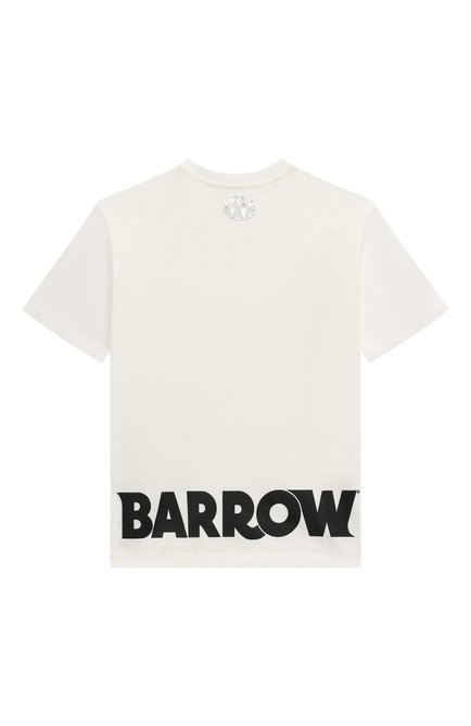 Детская хлопковая футболка BARROW белого цвета, арт. S4BKJUTH097 | Фото 2 (Материал внешний: Хлопок; Материал сплава: Проставлено; Драгоценные камни: Проставлено; Рукава: Короткие)