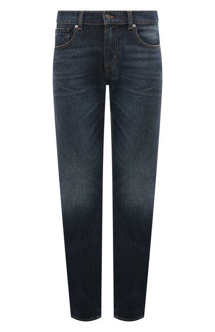 Мужские джинсы 7 FOR ALL MANKIND темно-синего цвета, арт. JSSCC100DT | Фото 1 (Длина (брюки, джинсы): Стандартные; Материал сплава: Проставлено; Драгоценные камни: Проставлено; Материал внешний: Хлопок)