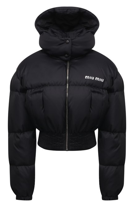Женская куртка MIU MIU черного цвета, арт. ML724-1ZQA-F0002 | Фото 1 (Материал внешний: Синтетический материал; Рукава: Длинные; Длина (верхняя одежда): Короткие; Кросс-КТ: Куртка; Стили: Спорт-шик)
