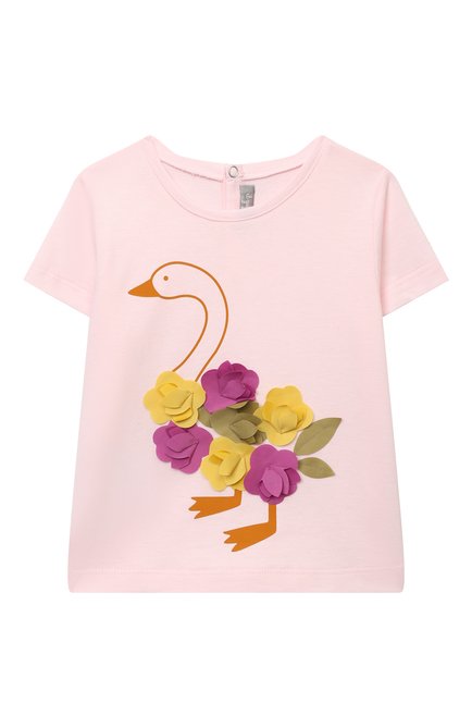 Детская хлопковая футболка IL GUFO светло-розового цвета, арт. P22TS438M0014/2A-4A | Фото 1 (Рукава: Короткие; Материал внешний: Хлопок; Девочки Кросс-КТ: футболка-одежда; Ростовка одежда: 18 мес | 86 см, 2 года | 92 см, 3 года | 98 см)