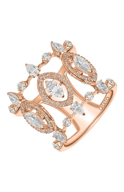 Женские кольцо CASATO бесцветного цвета, арт. MX1354BT-P | Фото 1 (Материал сплава: Розовое золото; Драгоценные камни: Бриллианты)